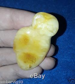 Natural Baltic amber 12 g Royal yolk yellow figurine owl craft pendant charm