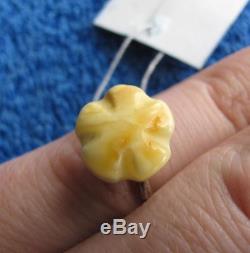 Natural Baltic amber 2 g ring sterling silver 925 USSR Russia antique size 7