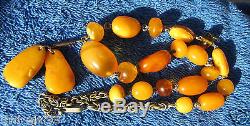 Natural Baltic amber 32 g Necklace Yellow Orange polished USSR gemstone