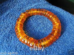 Natural Baltic amber 33 gr bracelet cylinder wheel puck tablet cognac USSR