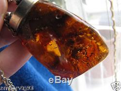 Natural Baltic amber 39 gr BIG pendant charm fossil seaweed flower inclusion