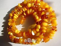 Natural Baltic amber 53 g Yolk yellow Necklace USSR jewelry gemstone