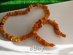 Natural Baltic amber 53 g Yolk yellow Necklace USSR jewelry gemstone