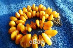 Natural Baltic amber 56 g Yolk yellow Necklace USSR jewelry gemstone