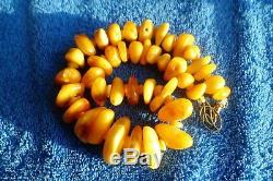 Natural Baltic amber 56 g Yolk yellow Necklace USSR jewelry gemstone