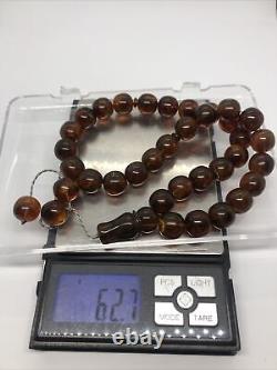 Natural Baltic amber 62,7 gram ISLAMIC 33 Capsule Rosary