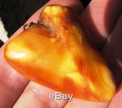 Natural Baltic amber 9.5 g Yellow Red Heart pendant USSR jewelry gemstone