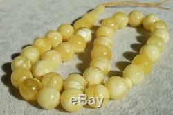 Natural Baltic amber Islam prayer beads round necklace, bracelet 24 gram