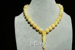 Natural Baltic amber Islam prayer beads round necklace, bracelet 24 gram