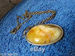 Natural Baltic amber Necklace White Yellow Pendant Amulet Charm openwork