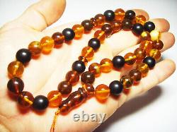 Natural Baltic amber Tabsih Misbah ISLAMIC 45 PRAYER Kehribar pressed