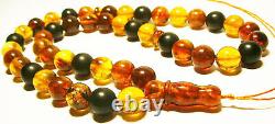 Natural Baltic amber Tabsih Misbah ISLAMIC 45 PRAYER Kehribar pressed