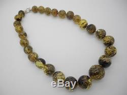Natural Baltic amber baroque shape necklace with sterling silver 925 clasp