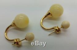 Natural Baltic amber earings of round amber beads and sterling silver 925