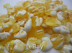 Natural Baltic amber loose drilled white hearts