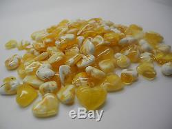 Natural Baltic amber loose drilled white hearts