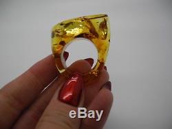 Natural Baltic amber ring for men