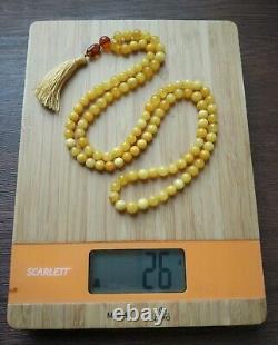 Natural Baltic amber rosary 108 round beads necklace bracelet 26 G SALE