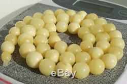 Natural Baltic amber round beads necklace 33 grams. High class beads quality