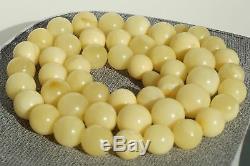 Natural Baltic amber round beads necklace 33 grams. High class beads quality