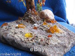 Natural Baltic amber yellow leaf petal pine tree decor polished nature craft gem