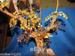 Natural Baltic amber yellow leaf petal pine tree decor polished nature craft gem