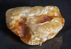 Natural Baltic egg yolk butterscotch amber stone hand carved, 47.19 g