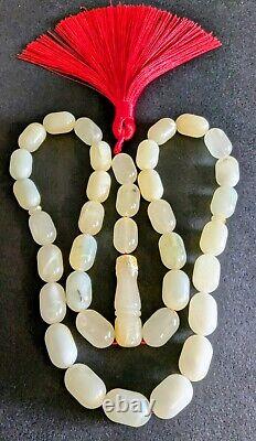 Natural Baltic white amber rosary 38gr 33+3 beads