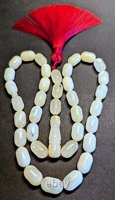 Natural Baltic white amber rosary 38gr 33+3 beads