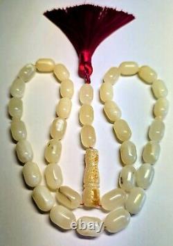 Natural Baltic white amber rosary 38gr 33+3 beads