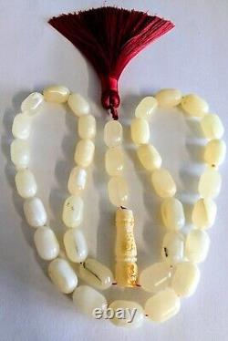 Natural Baltic white amber rosary 38gr 33+3 beads