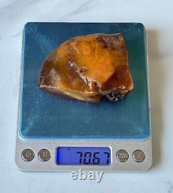 Natural Big Baltic Amber Stone Raw 70 grams. Egg yolk