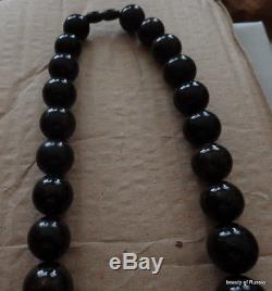 Natural Black / dark cherry/ round Baltic Amber Beads Necklace 110 grams