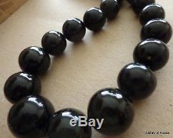 Natural Black / dark cherry/ round Baltic Amber Beads Necklace 110 grams