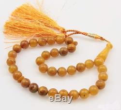 Natural Butterscotch Baltic Amber Islamic 33 Prayer Worry Beads Tasbih Misbah