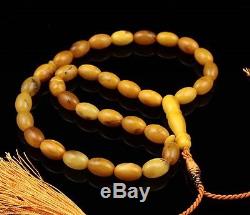 Natural Butterscotch Baltic Amber Islamic 33 Prayer Worry Beads Tasbih Misbah