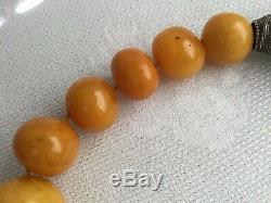 Natural Butterscotch Baltic Amber Necklace with Silver Accents, 154 g, 34 long