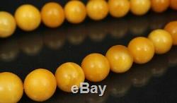 Natural Butterscotch Egg yolk Antique 100% Baltic amber bead necklace, 86 g