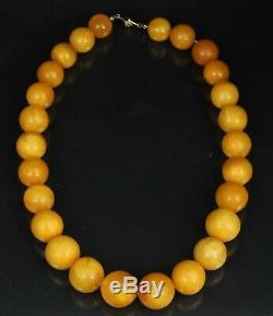 Natural Butterscotch Egg yolk Antique 100% Baltic amber bead necklace, 86 g