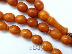 Natural Butterscotch Yolk Baltic Amber Beads Rosary Kahrman Misbah Tesbih 42 gr