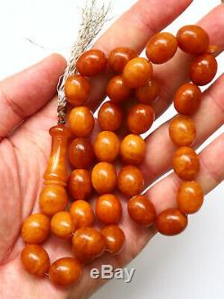 Natural Butterscotch Yolk Baltic Amber Beads Rosary Kahrman Misbah Tesbih 43 gr