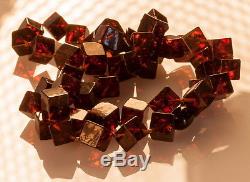 Natural Dark Red Brown BALTIC AMBER Cube Bead Necklace 20.68g R101051