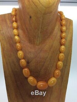 Natural EGG YOLK BALTIC AMBER Bead Necklace Graduated Polished Oval Beads