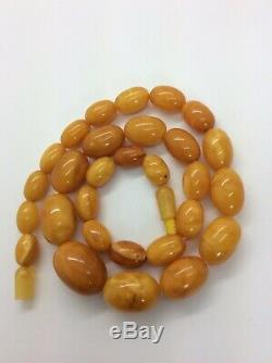Natural EGG YOLK BALTIC AMBER Bead Necklace Graduated Polished Oval Beads