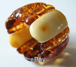 Natural EXCLUSIVE HUGE COGNAC YELLOW Baltic Amber Bracelet! HUGE size! 137.0g