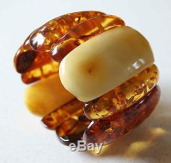 Natural EXCLUSIVE HUGE COGNAC YELLOW Baltic Amber Bracelet! HUGE size! 137.0g