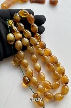 Natural Egg Yolk Baltic Amber 62g. Islamic Prayer Rosary 33 Beads Tesbih Misbaha