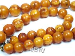 Natural Genuine Baltic Amber BUTTERSCOTCH EGG Yolk Necklace Beads 27.80 g