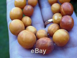 Natural Genuine Baltic Amber BUTTERSCOTCH EGG Yolk Necklace Beads 39.90 g