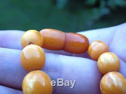 Natural Genuine Baltic Amber BUTTERSCOTCH EGG Yolk Necklace Beads 39.90 g